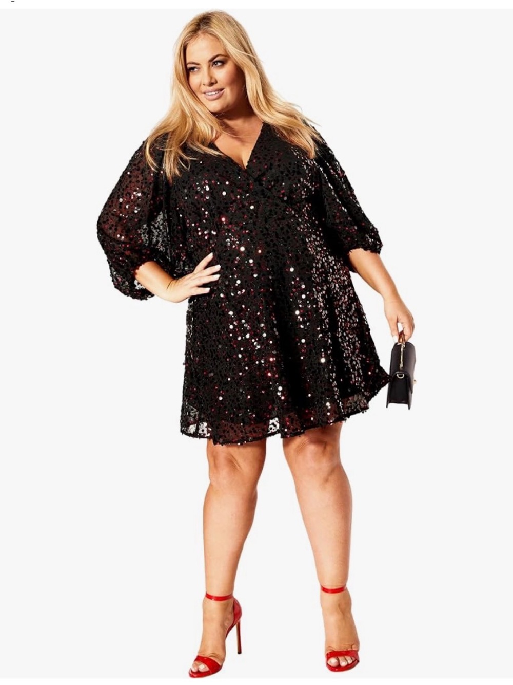 City Chic Burgundy Sequin Midi Dress